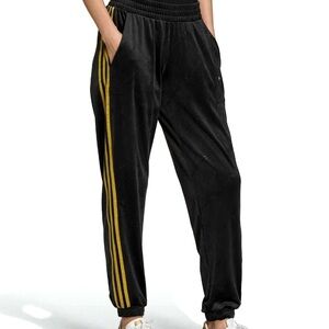 Adidas Originals High Waist Embossed Three Stripe Velour Track Pants Size Small